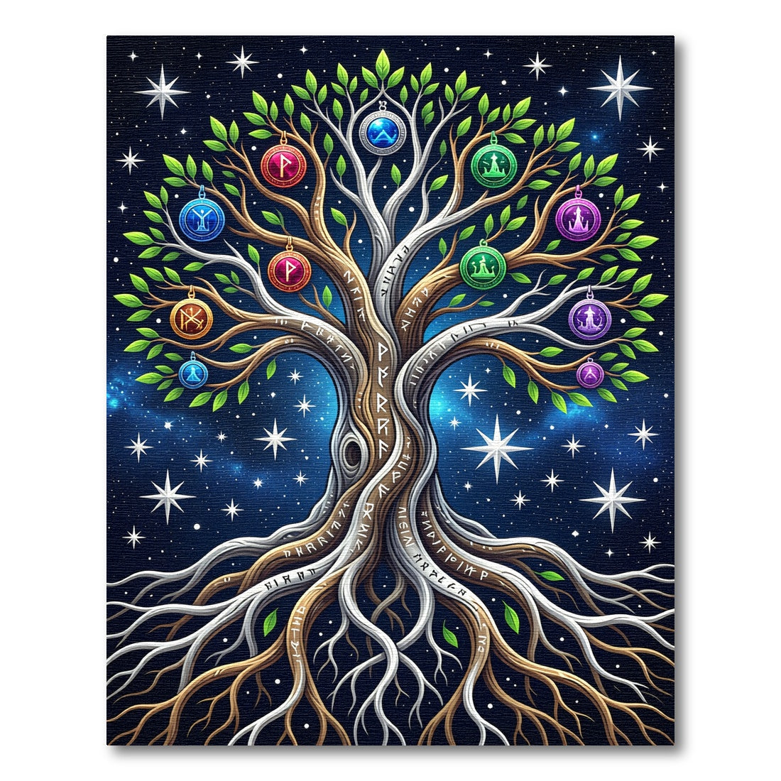 Cosmic Tree of Life Rune Tapestry Rug