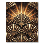 Art Deco Golden Fan Radial Burst Rug