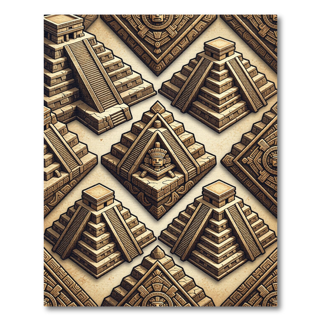 Ancient Aztec Pyramid Facade Rug