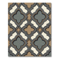 Elegant Charcoal Beige Quatrefoil Geometric Rug