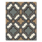 Elegant Charcoal Beige Quatrefoil Geometric Rug