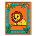 Playful Yellow Lion Orange Border Rug