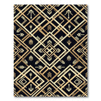 Art Deco Gold Geometric Black Rug