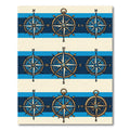 Nautical Compass Blue Striped Art Rug