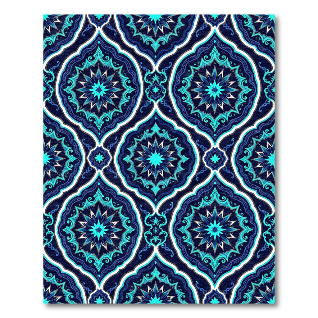 Celestial Navy Blue Starry Mandala Rug