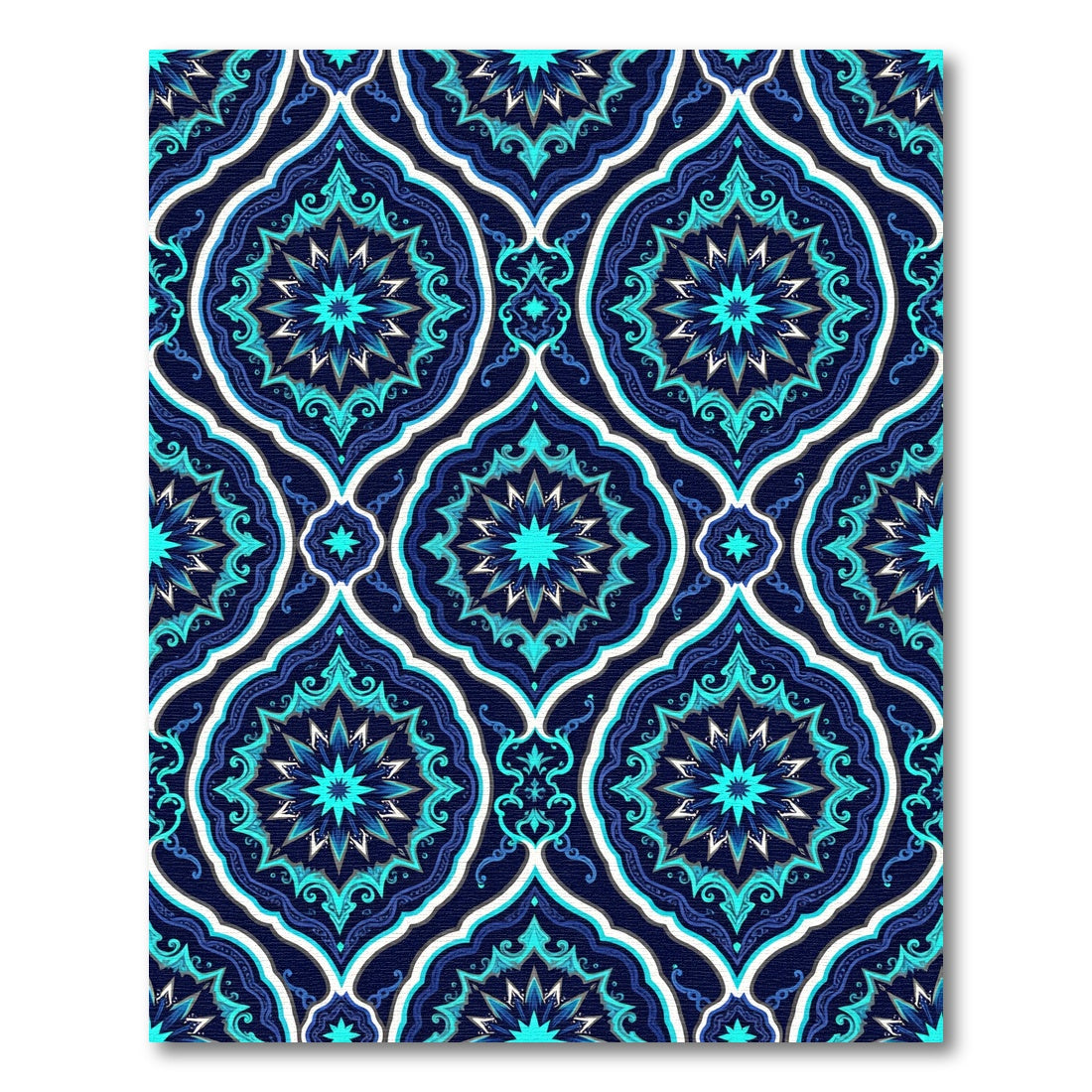 Celestial Navy Blue Starry Mandala Rug