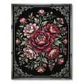 Dark Crimson Peony Floral Medallion Rug