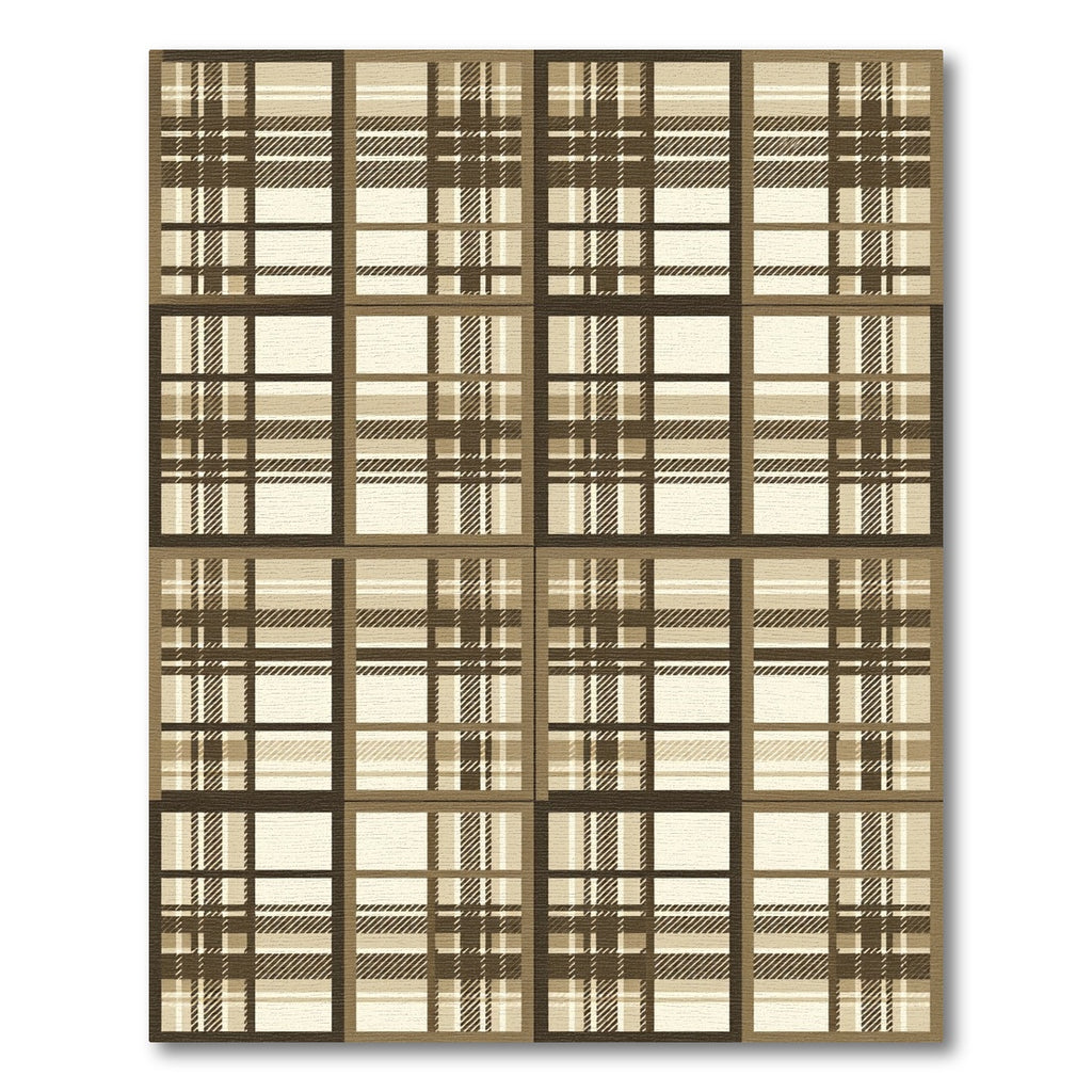 Earthy Tan Plaid Window Pane Rug