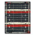 Distressed Red White Football Field Grid Rug