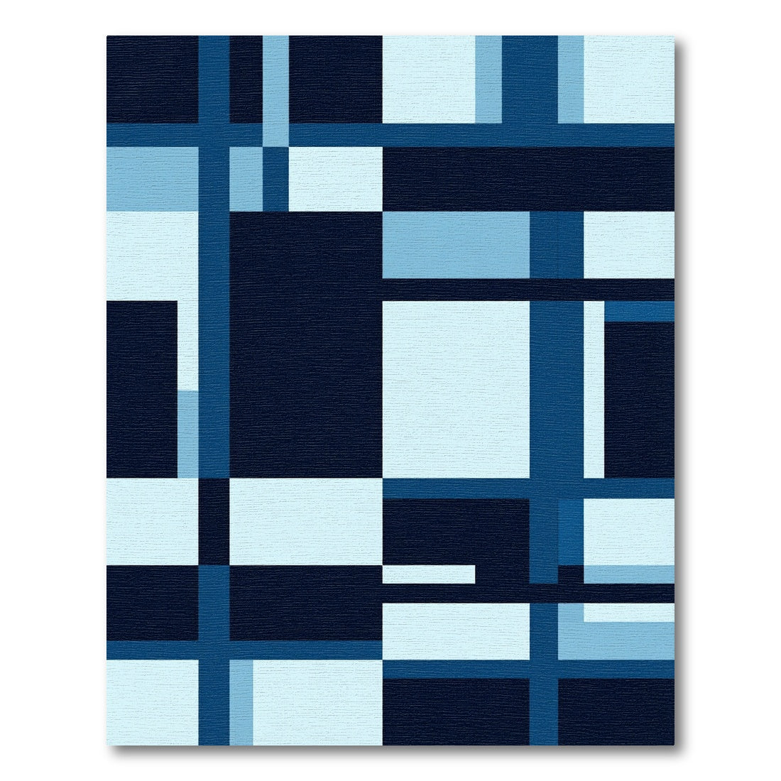 Deep Blue Geometric Composition Rug