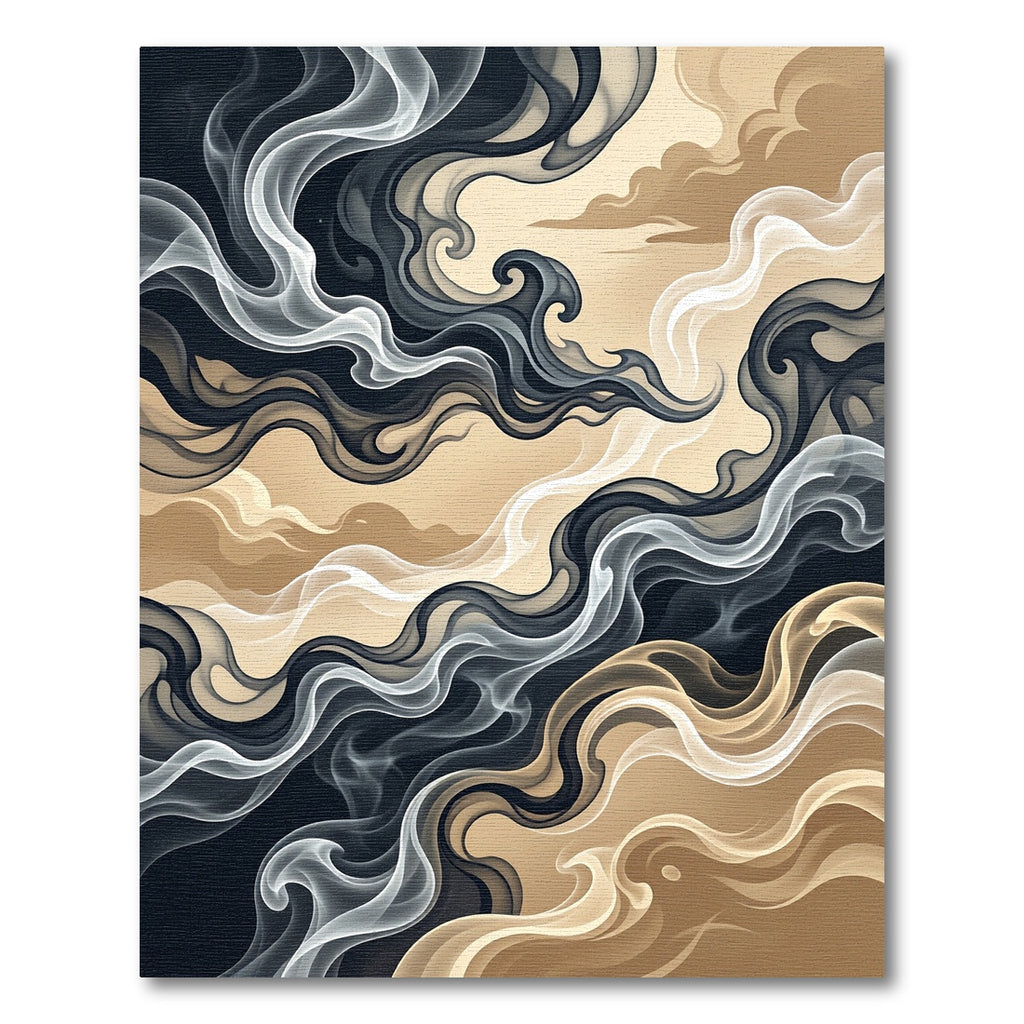 Ethereal Swirling Smoke Abstract Gold Rug