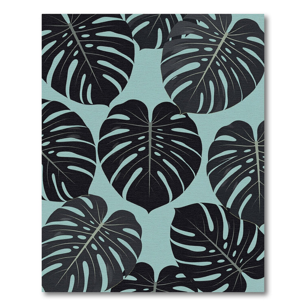 Lush Dark Tropical Monstera Leaf Rug
