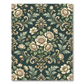 Victorian Cream Rose Damask Botanical Rug