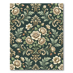 Victorian Cream Rose Damask Botanical Rug