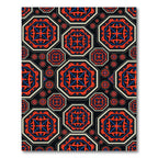 Bold Crimson Blue Geometric Octagon Rug