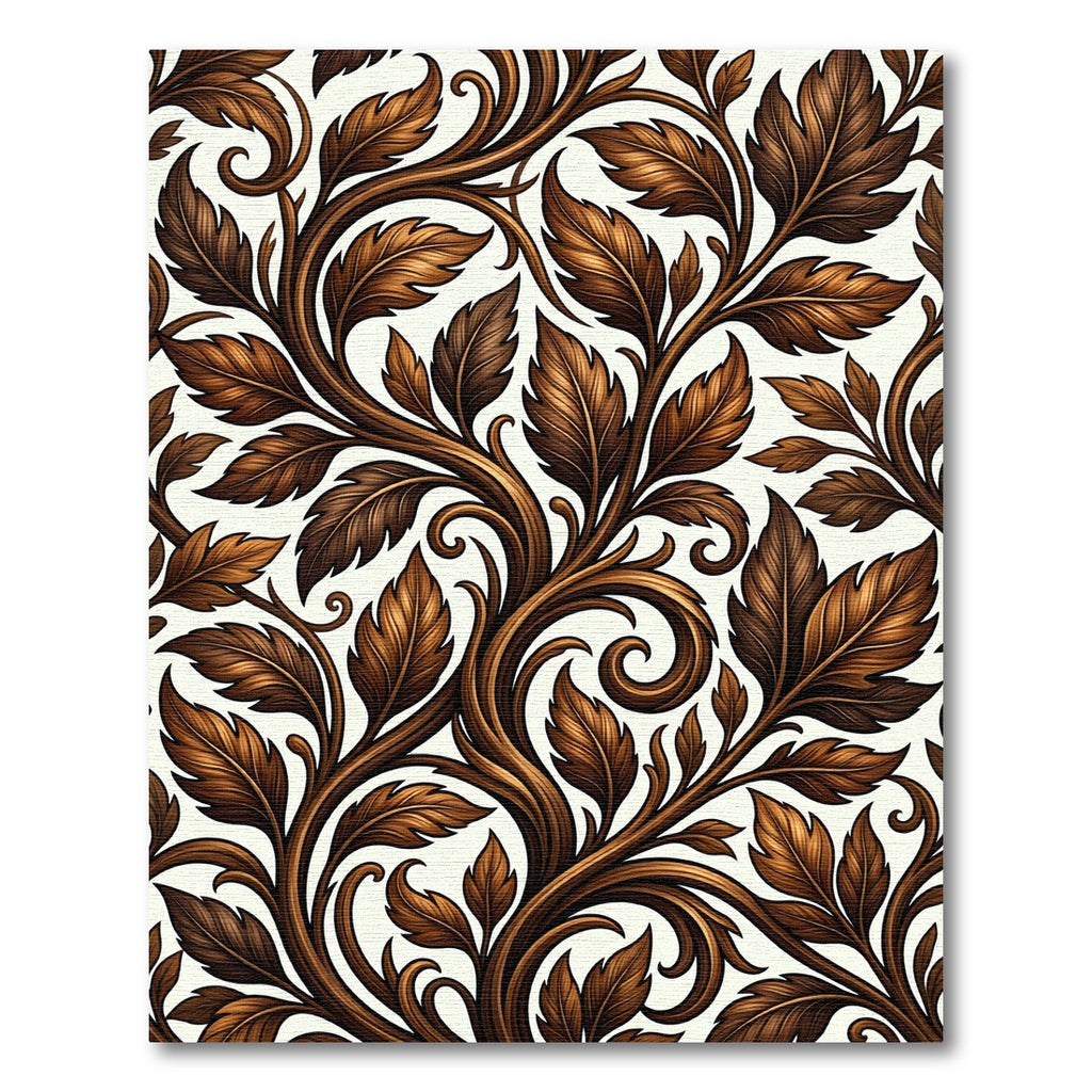 Rich Brown Acanthus Leaf Vine Rug