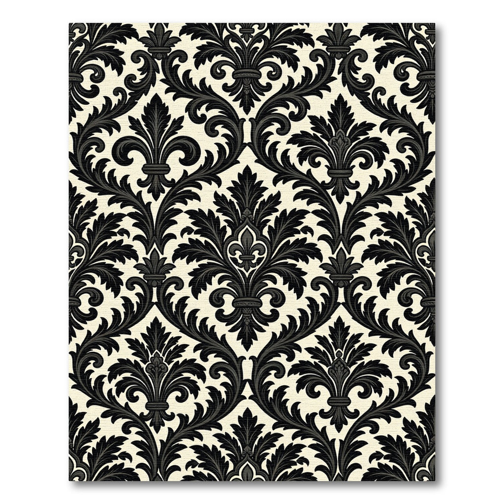 Black Ivory Flourish Damask Ornament Rug