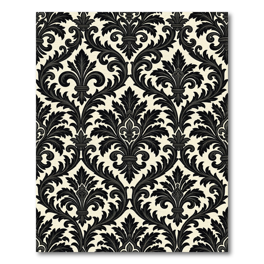 Black Ivory Flourish Damask Ornament Rug