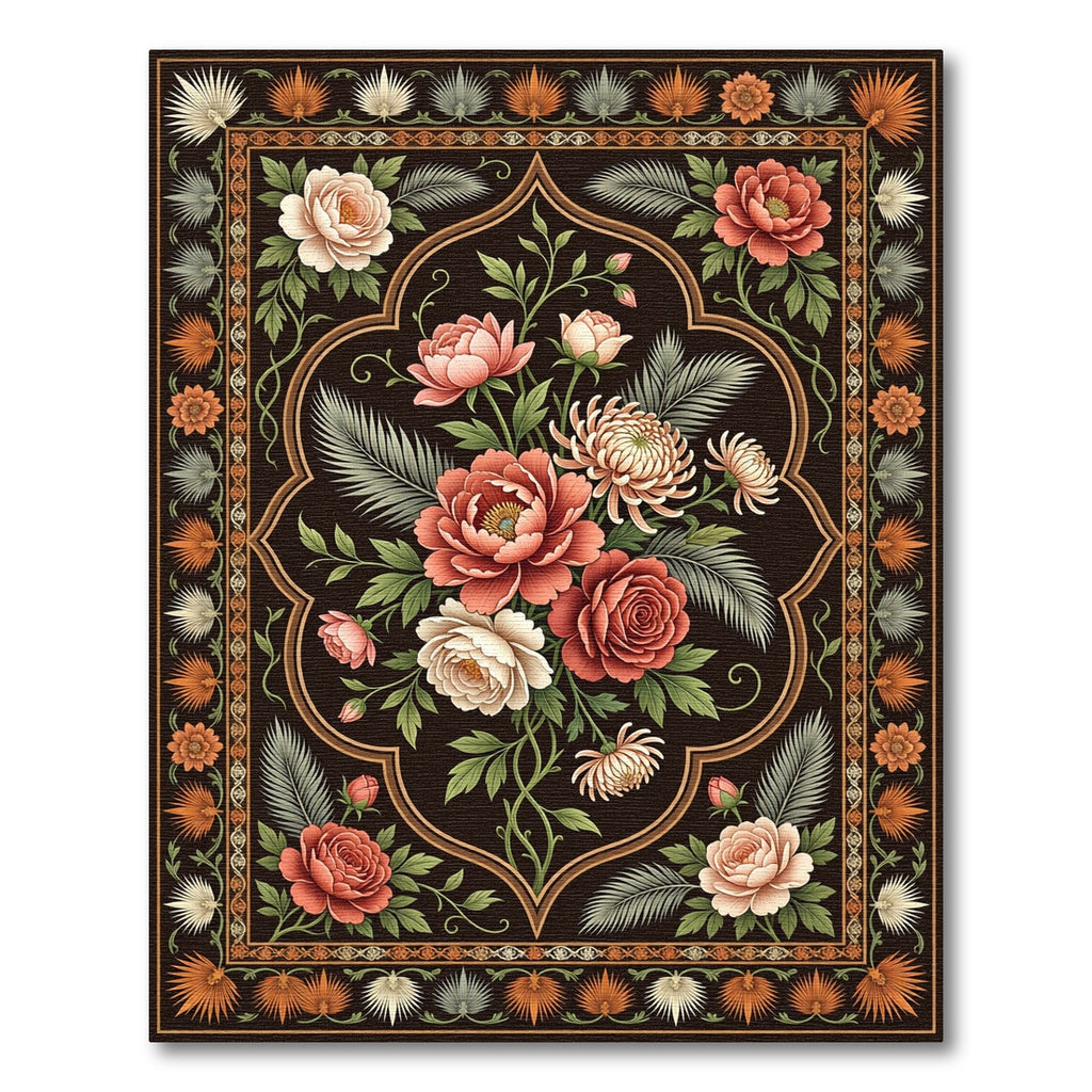 Floral Bouquet Medallion Deep Cocoa Rug