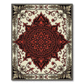 Intricate Crimson Floral Mandala Ornament Rug