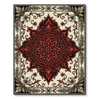 Intricate Crimson Floral Mandala Ornament Rug