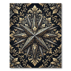 Ornate Gold Metallic Star Baroque Medallion Rug
