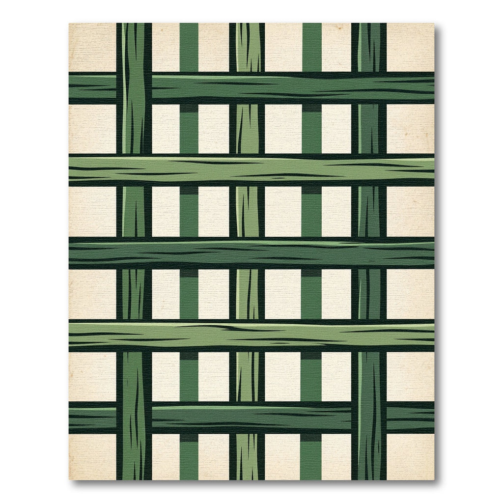 Verdant Trellis Geometric Wood Weave Rug