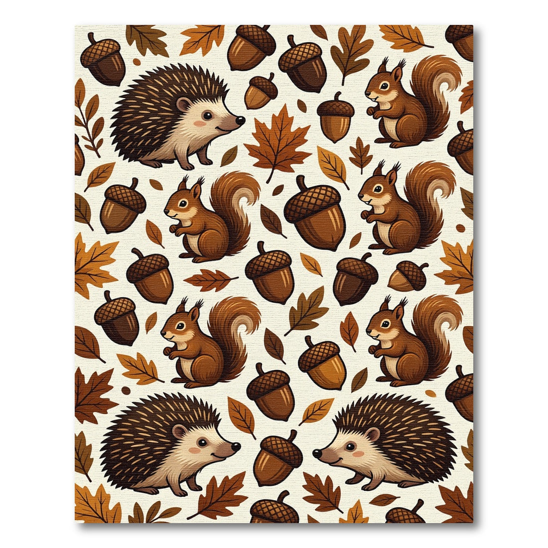 Autumn Woodland Hedgehog and Squirrel Harvest Rug