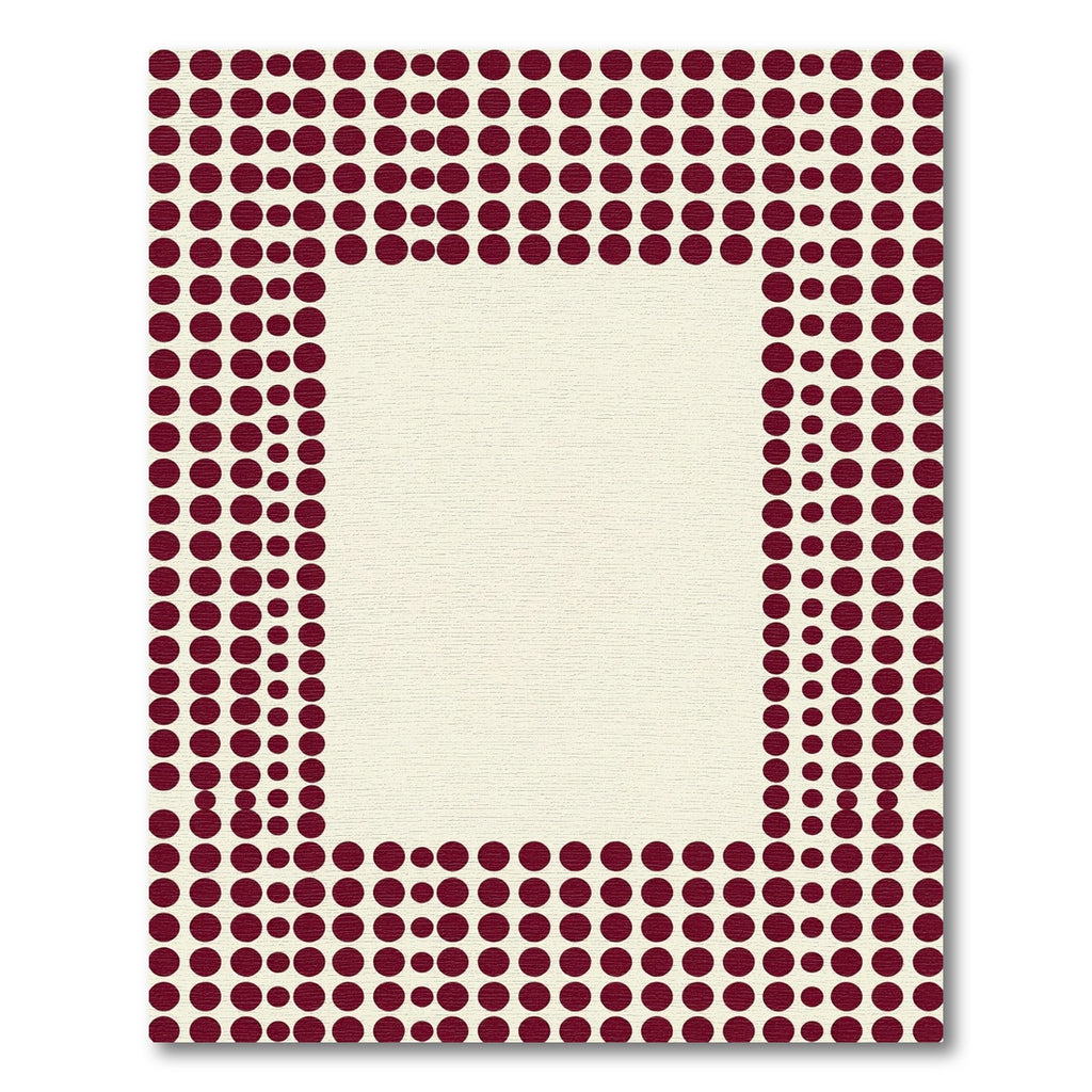 Minimalist Burgundy Dot Rectangular Frame Rug