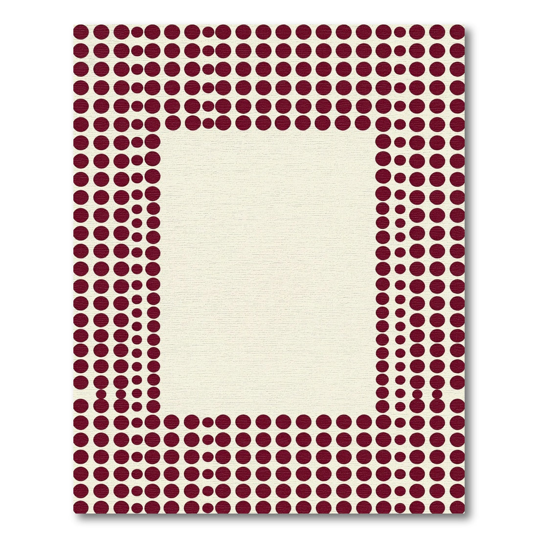 Minimalist Burgundy Dot Rectangular Frame Rug