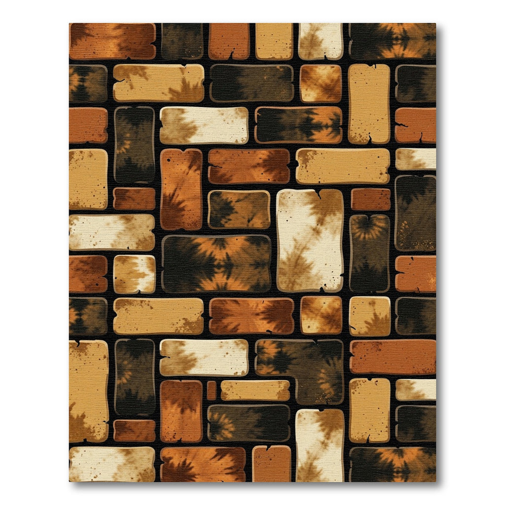 Earth Tone Abstract Block Brick Rug