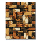Earth Tone Abstract Block Brick Rug