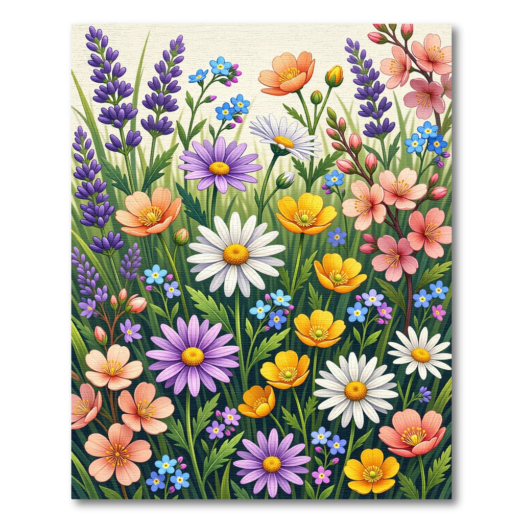 Vibrant Wildflower Meadow Floral Garden Rug