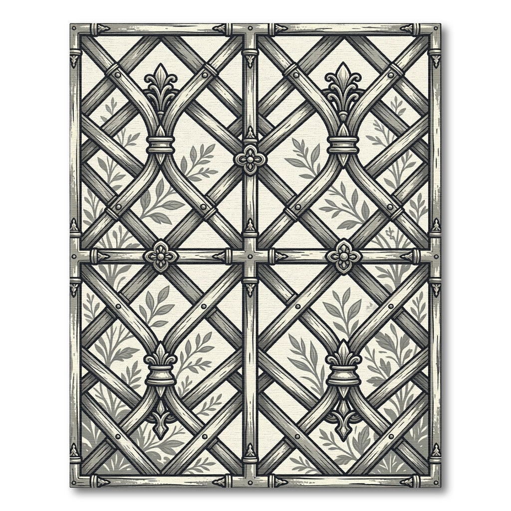 Neutral Bamboo Arch Lattice Garden Rug