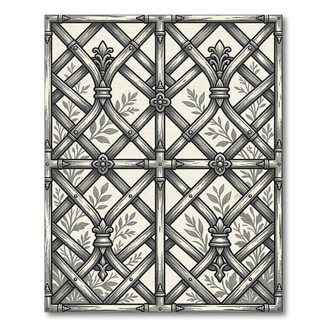 Neutral Bamboo Arch Lattice Garden Rug