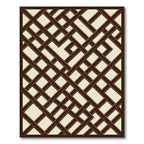 Dark Brown Interlaced Geometric Lattice Rug