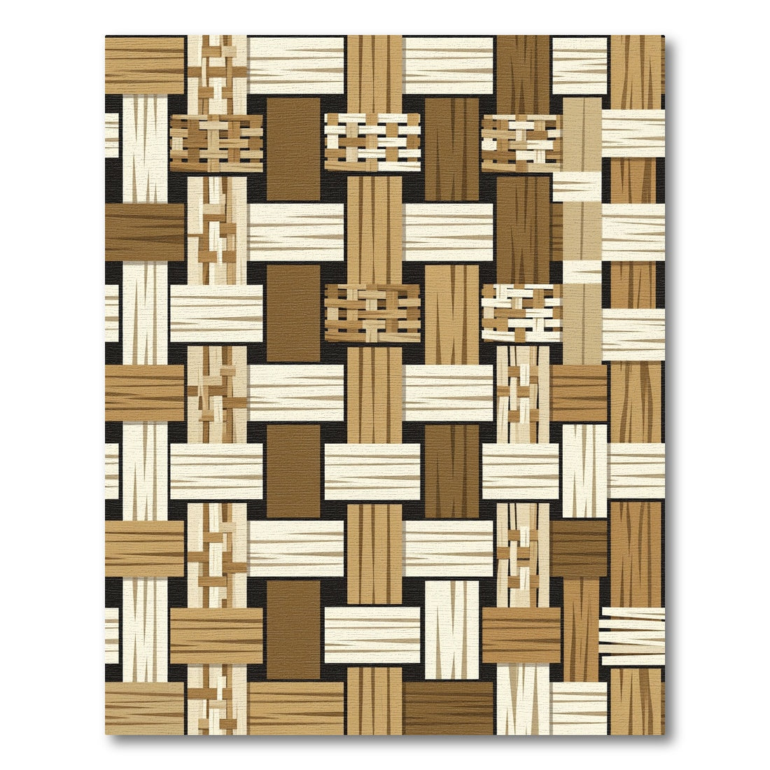 Woven Wood Plank Rectangles Rug