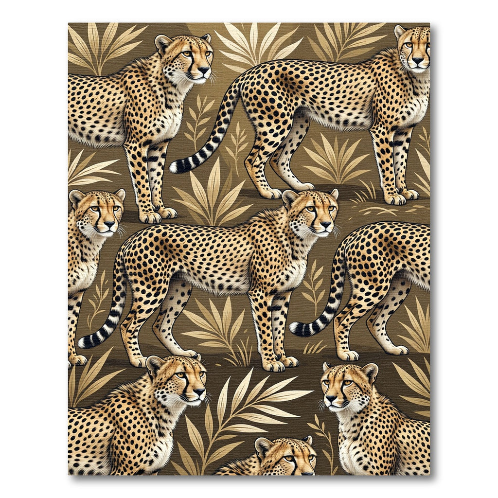 Golden Cheetah Tropical Leaf Wallpaper Rug