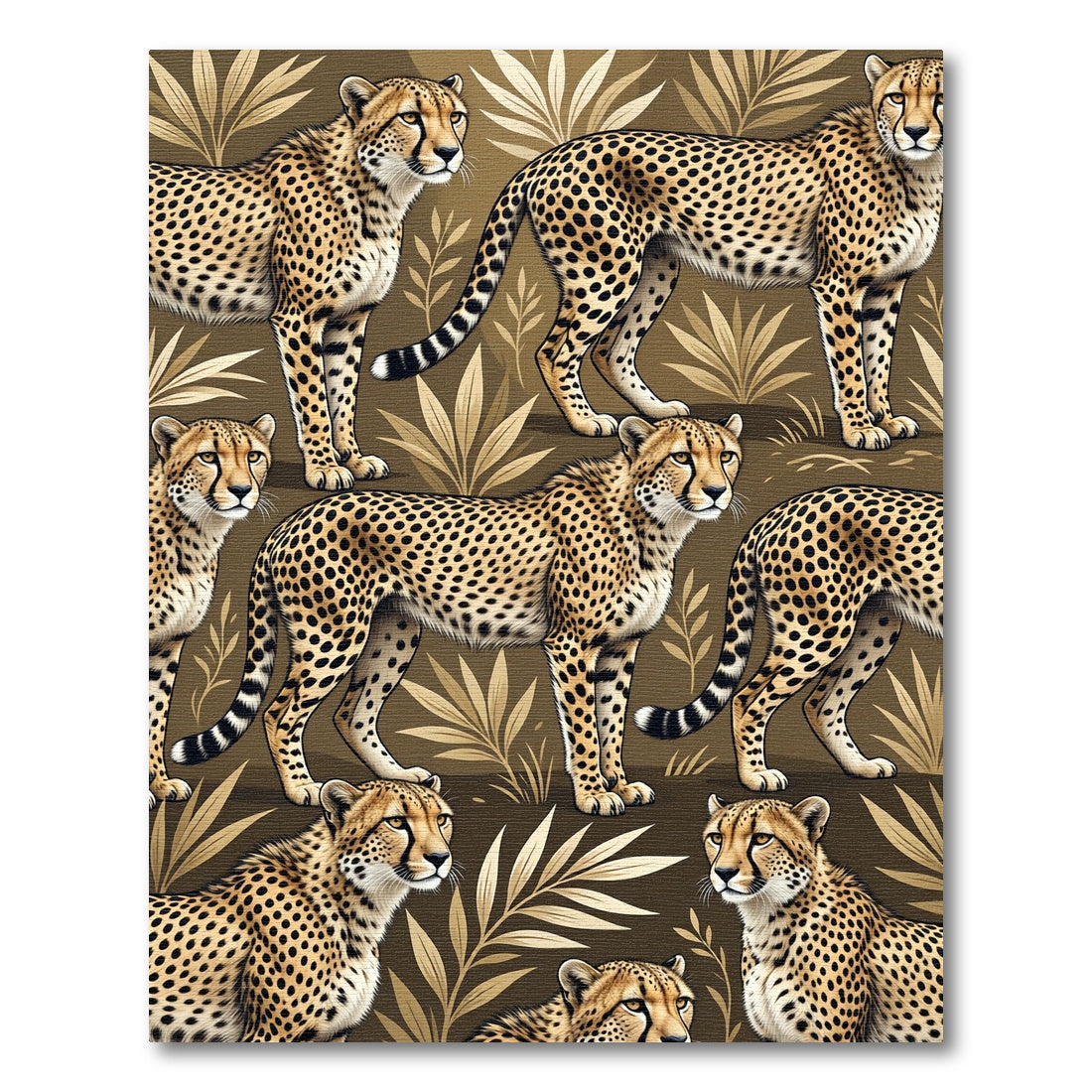 Golden Cheetah Tropical Leaf Wallpaper Rug