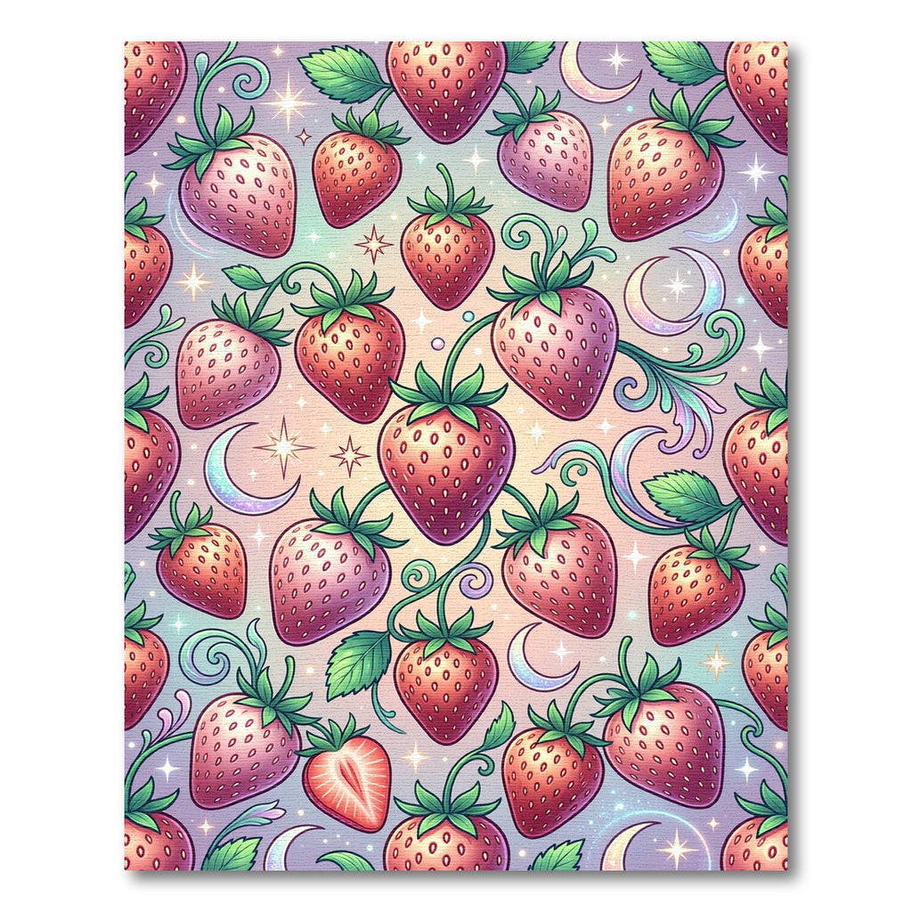 Pink Strawberry Crescent Moon Garden Rug