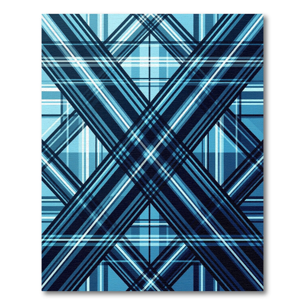 Deep Blue Modern Geometric Plaid Rug