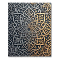 Golden Silver Ornate Floral Medallion Rug