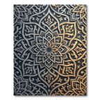 Golden Silver Ornate Floral Medallion Rug