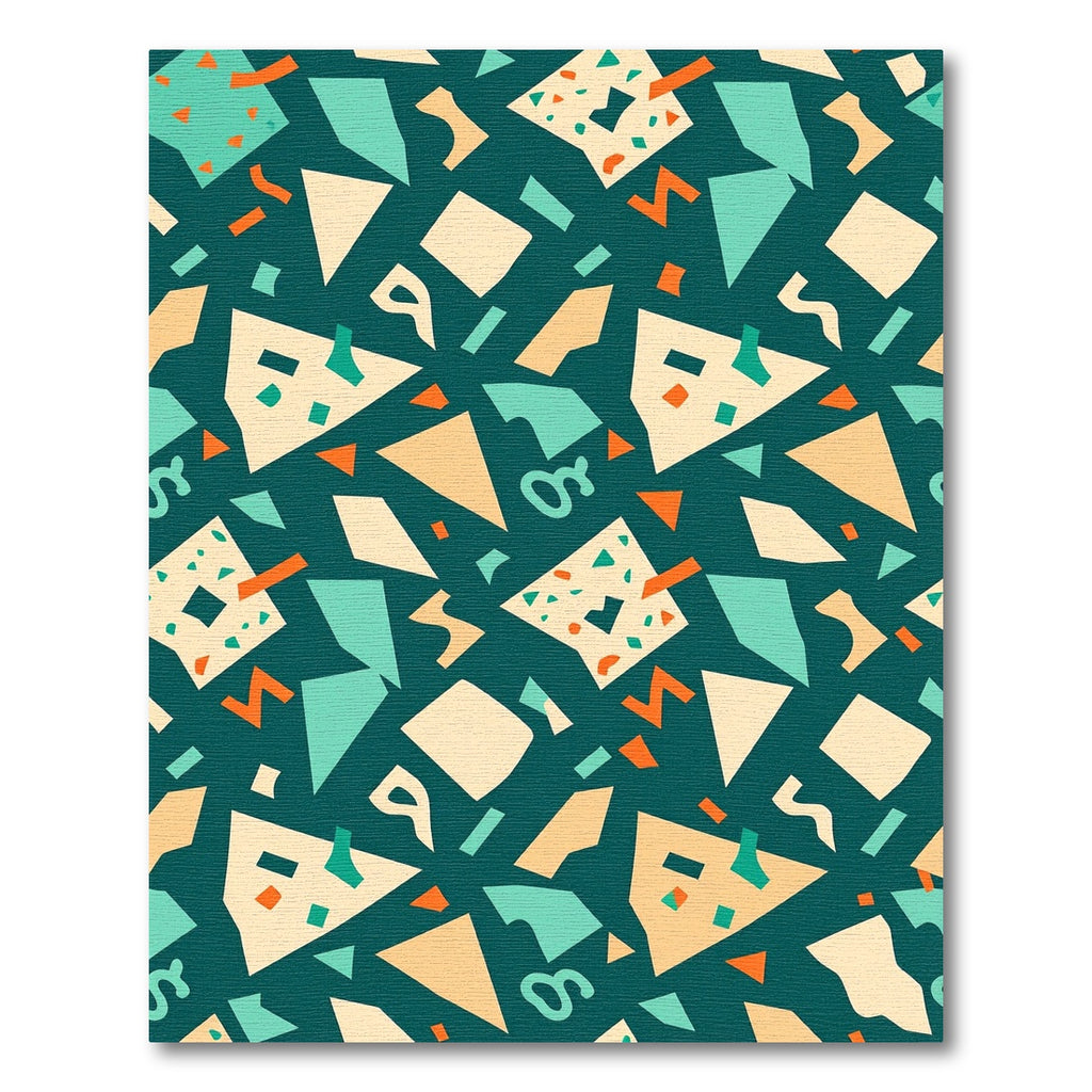 Teal Mid Century Geometric Abstract Confetti Rug