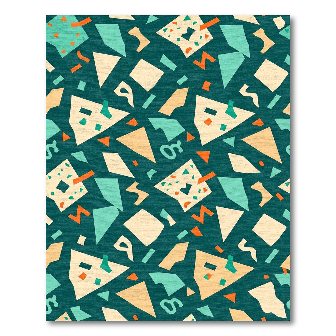 Teal Mid Century Geometric Abstract Confetti Rug