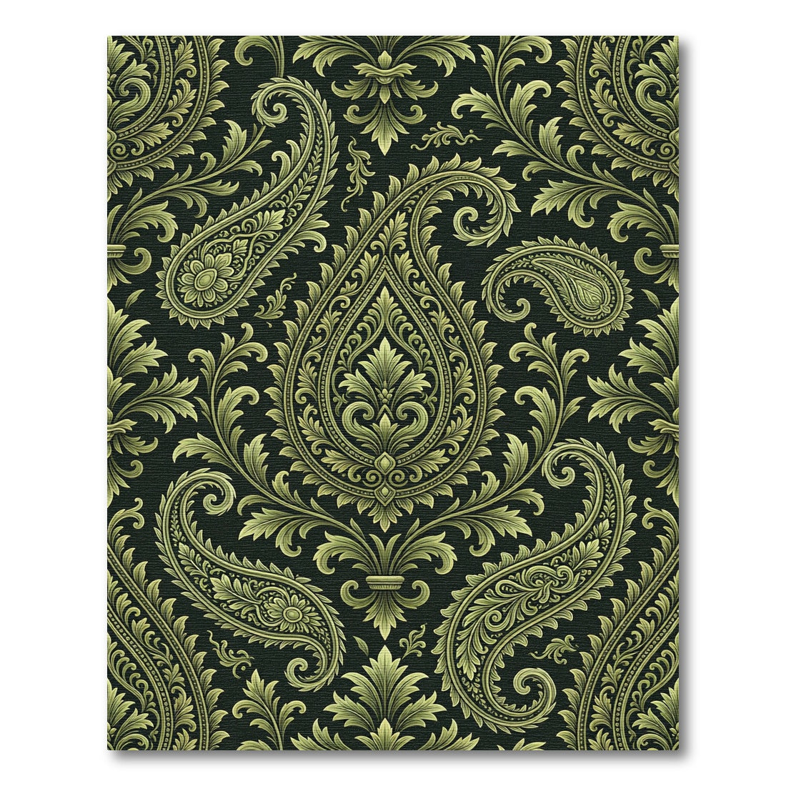Ornate Gold Paisley Scrollwork Rug