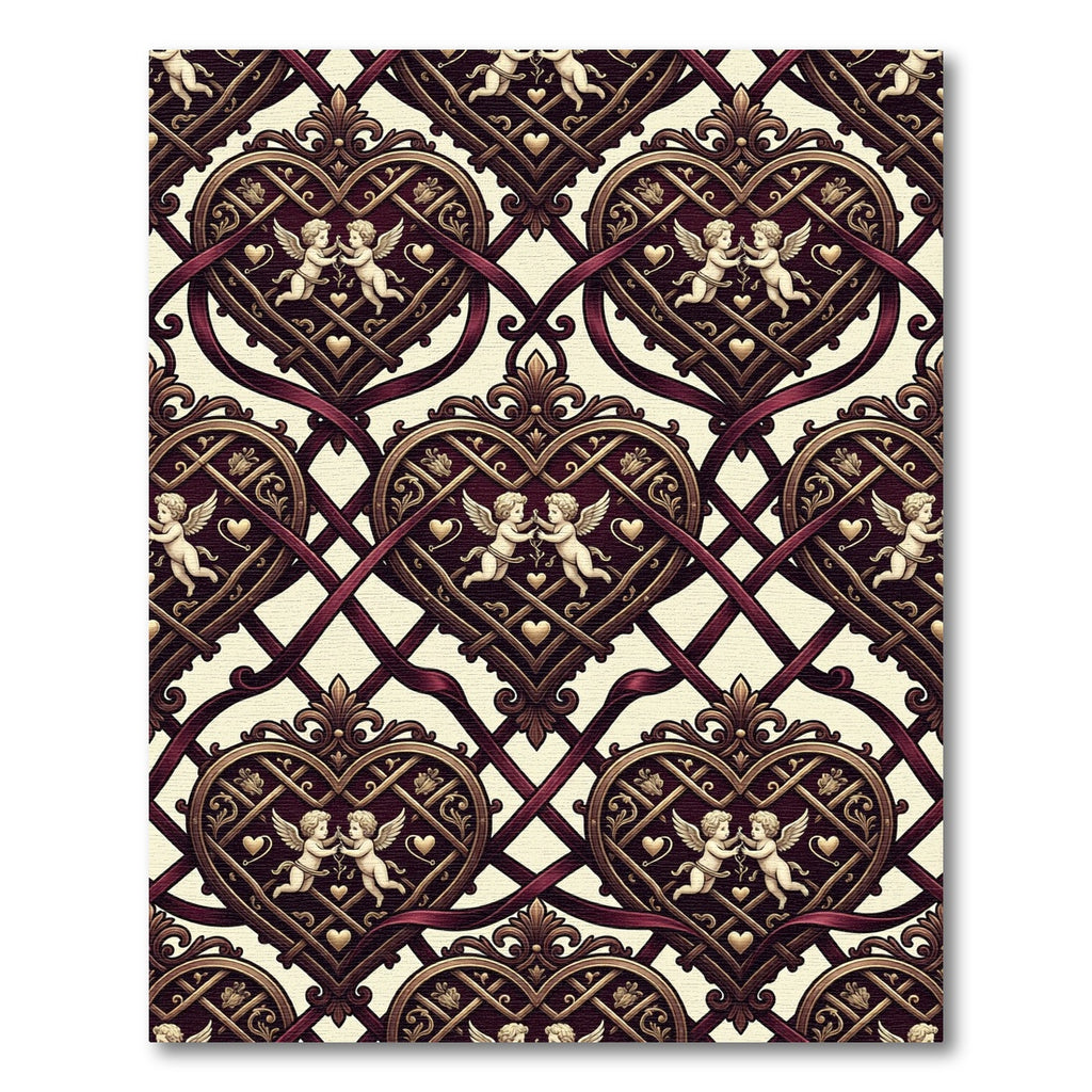 Regal Heart Cherub Ribbon Ornament Rug