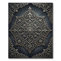 Ornate Charcoal Silver Floral Medallion Rug