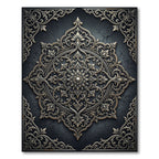 Ornate Charcoal Silver Floral Medallion Rug