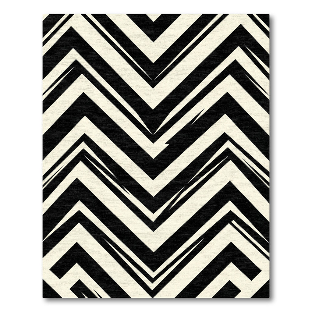 Bold Black White Zigzag Stripe Rug